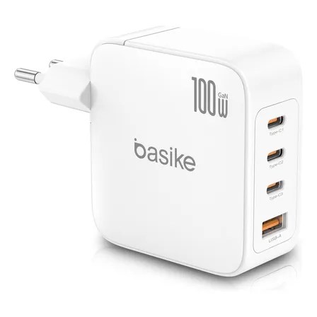 Carregador Usb-c 3 Usb-a 1 Portas, 100w Gan Carregador Rápido Multiporta, Adaptador De Energia Pd+qc Compatível Com iPhone 17/16/15/14/13/12/11, Macbook Pro/air, iPad, Samsung Galaxy S25/s24&nbsp;Branco