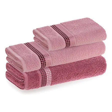 Kit Toalhas De Banho 3 Peças Dimer Casa In Lavanda E&nbsp;Amaranto