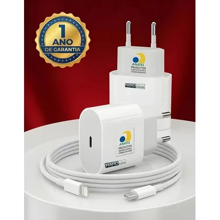 Carregador Turbo 20w Tipo C Pd Rápido iPhone 8 X Xr 11 12 13 14 15 Pro Max Usb-c Bivolt – Marca Hardline&nbsp;Branco