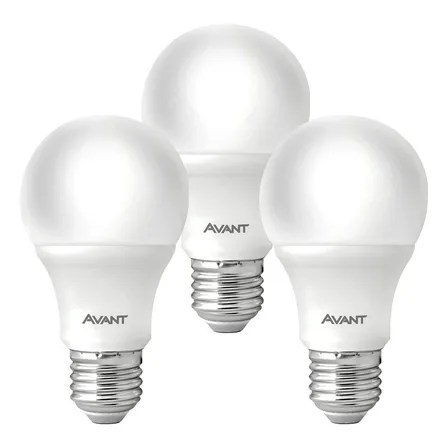 Kit 3 Lampada Pera 15w Luz Branco Frio 6500k Bivolt 127v 220v Soquete E27 Caixa Com 3 Uni Pack3 Avant&nbsp;127/220v