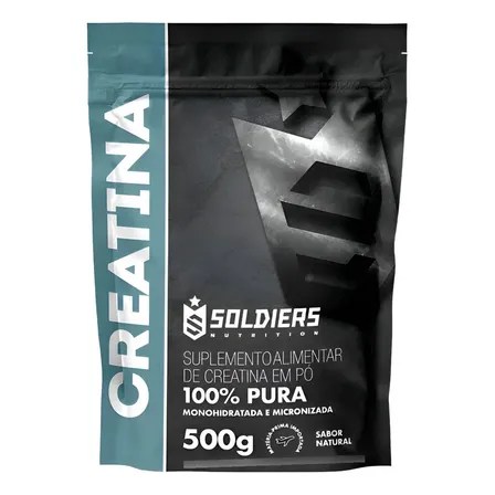 Creatina Monohidratada 500g Soldiers Nutrition 100% Pura Importada Alta Performance Músculo Treino Sem&nbsp;Sabor